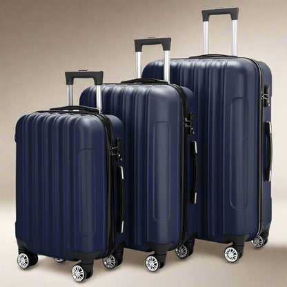 3 Pcs Traveling Storage Suitcase Luggage Set (Navy Blue)