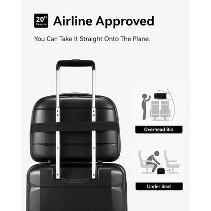 2pcs Carry on Luggage with Spinner Wheels (Black, 14/20inch)