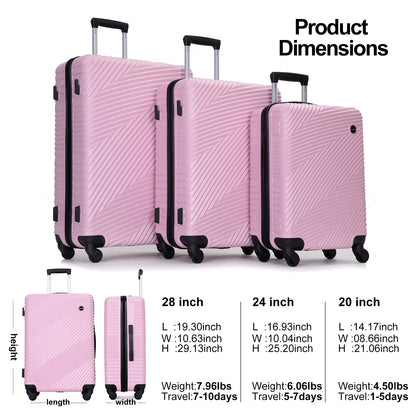 3 Pcs Hardshell Suitcases with Spinner Wheel