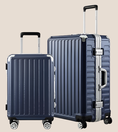 Aluminum Frame Carry On Luggage with Wheels, (Navy Blue, 20 inch)