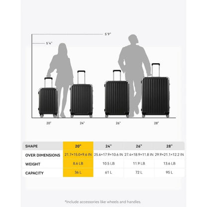 Aluminum Frame Luggage, Hard Shell Suitcase 4 Metal Corner